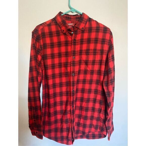Men’s Arizona Red And Black Plaid Button Down‎ Shirt Size Small - Picture 1 of 6